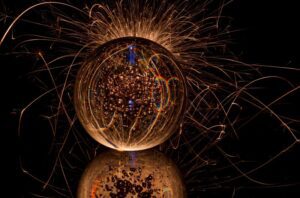 refraction of light with glowing lights