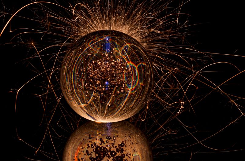 refraction of light with glowing lights