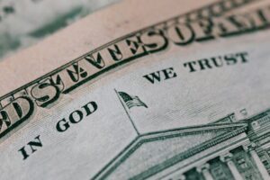 ten dollars with inscription of In God We Trust