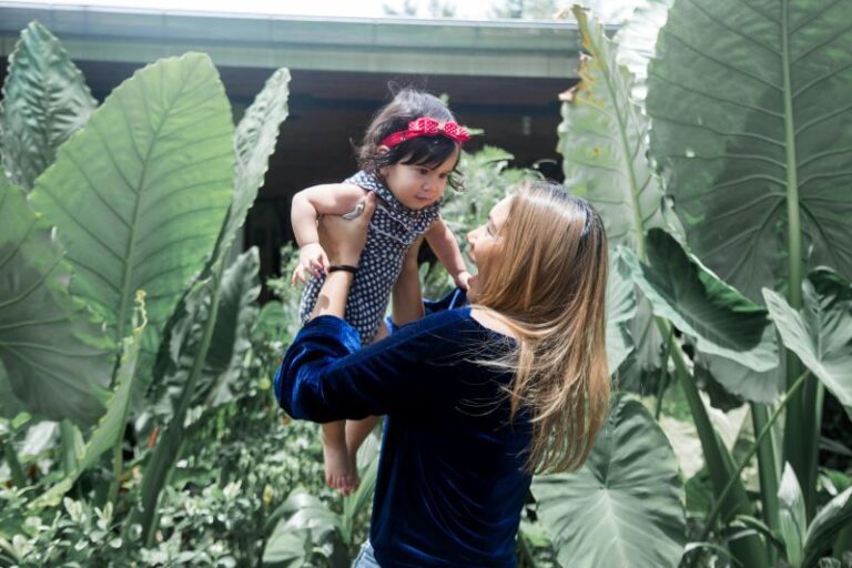 mother playing with kid
