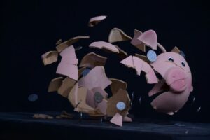 shattered piggy bank