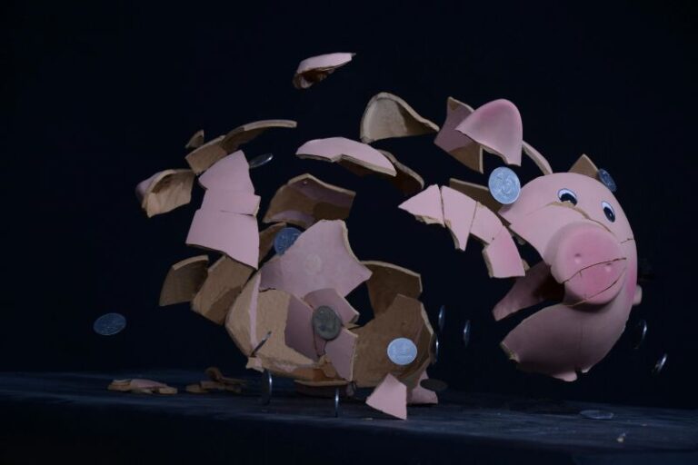 shattered piggy bank