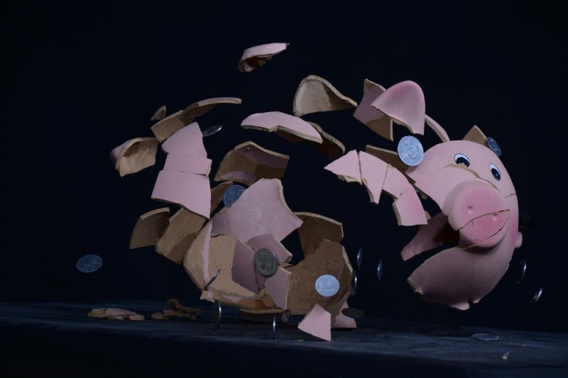 shattered piggy bank